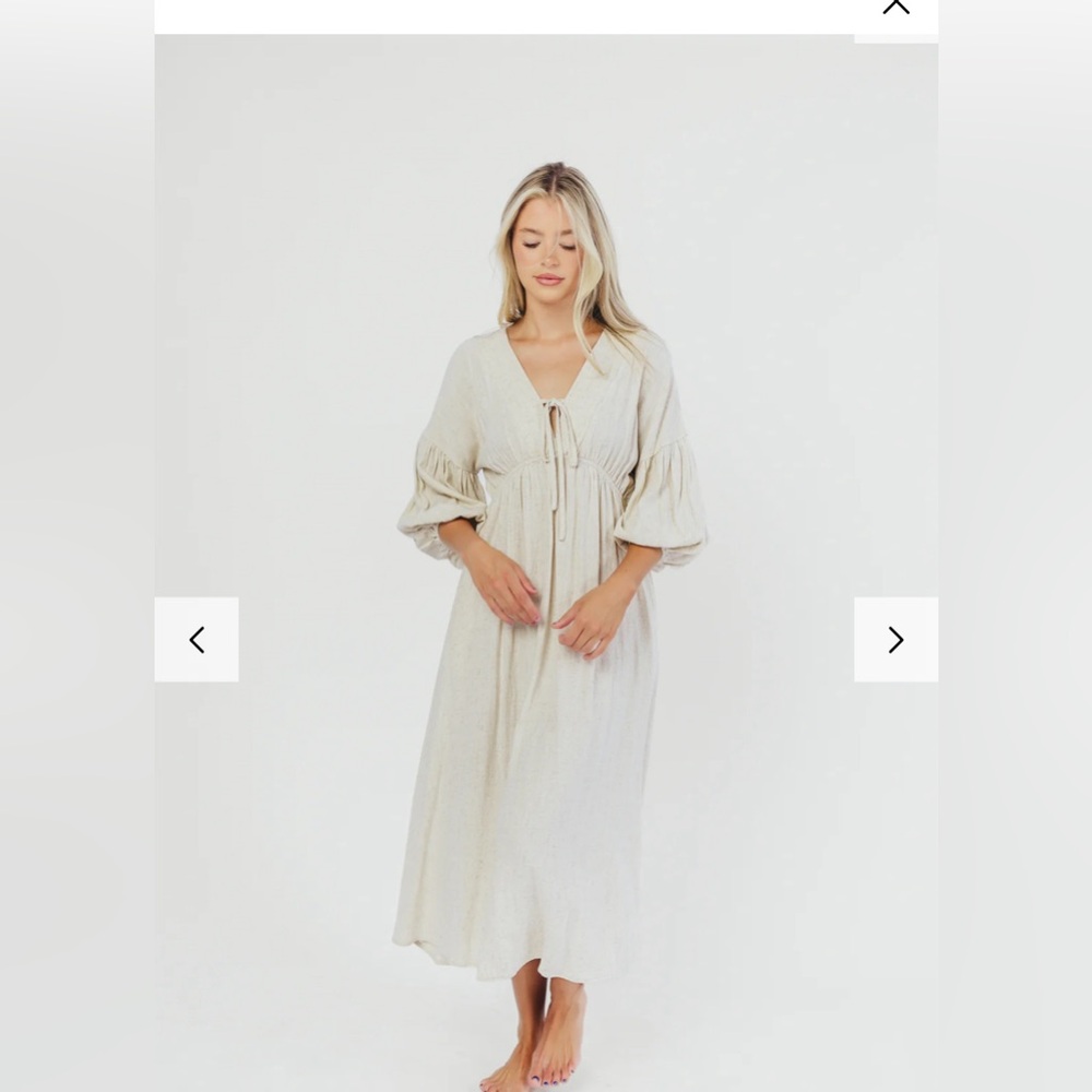 Hunter Linen-Blend Midi Dress in Greige